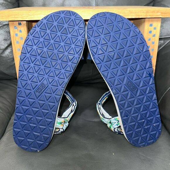 TEVA 13 Gray Blue Green Original Universal Mens Canvas Velcro Sandals - Picture 8 of 8